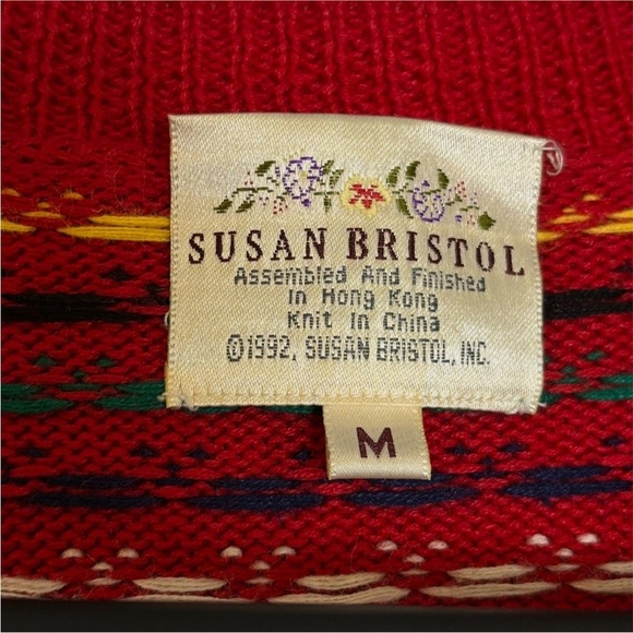 RARE Vintage Susan Bristol 1992 Scottie Terrier Dog Cardigan Holiday Sweater M - Picture 12 of 13